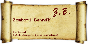 Zombori Bennó névjegykártya